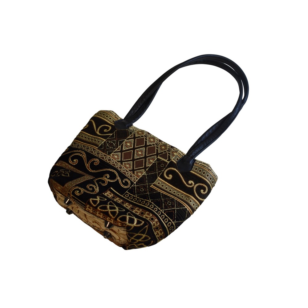 G's Glory Tapestry Tote Bag Women Small Brown Excellent Bohemian Shoulder Bag